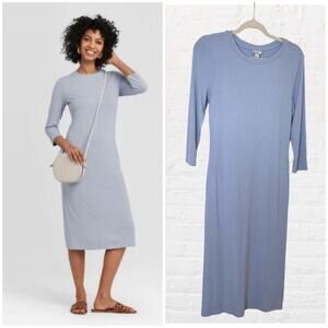 A NEW DAY blue ribbed midi dress